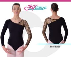 Body Danza Con Manica Glitter