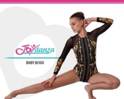 Body Danza Manica Rete Con Stampa -Joydanza body manica lunga stampa 2