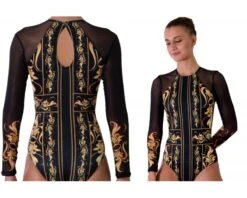Body Danza Manica Rete Con Stampa -Joydanza body manica lunga stampa 3
