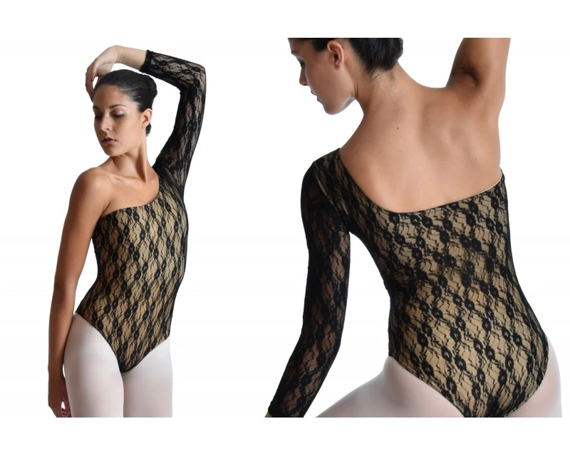 Body Danza Monospalla In Pizzo 2 Body Danza Monospalla In Pizzo - immagine 2